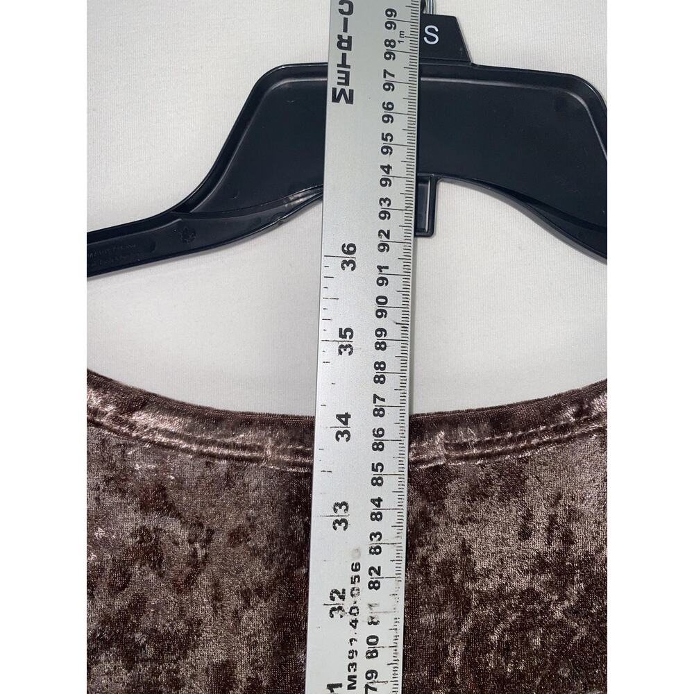 Rae Mode Shirt Womens Medium Brown Crushed Velvet V Neck Short Sleeve Tunic Top - Picture 6 of 6